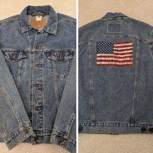 Levi's Blue Denim Jacket with Flag Detail